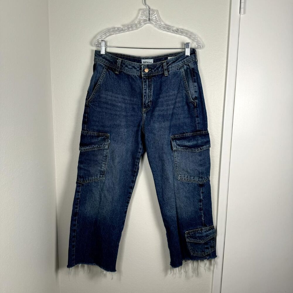 Womens River Island Jeans Size 8 wide leg cargo medium wash jeans Y2K High Rise